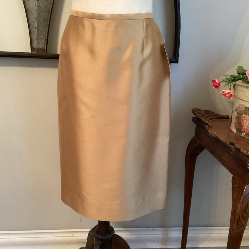 DANA BUCHMAN Elegant Tannish Gold Silk Skirt